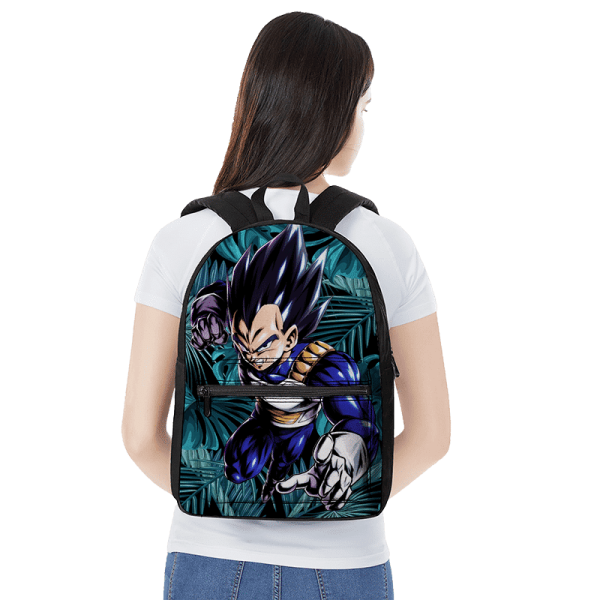 DBZ Vegeta Base Form Tropical Leaves Background Backpack - Saiyan Stuff