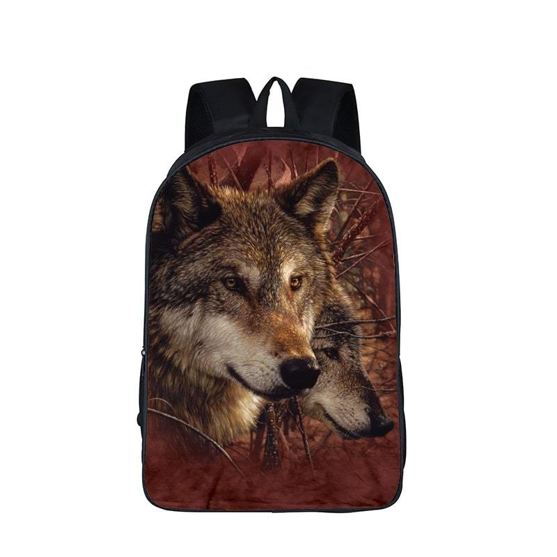 Two Brown Timber Wolves Food Hunting In The Wild Backpack - Saiyan Stuff